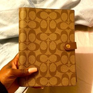 Coach Leather canvas logo notebook